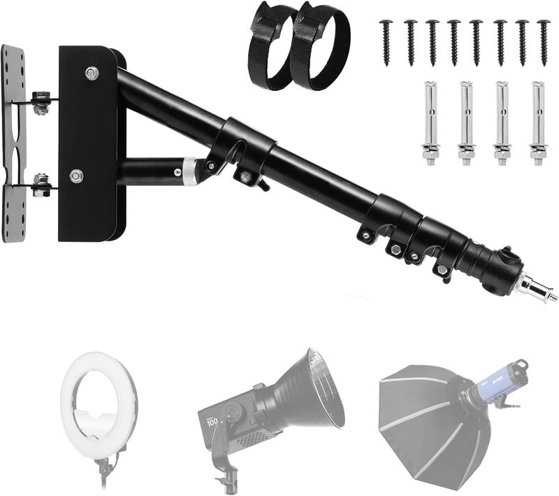 SITTO Store Ring Light Wall Mount 43inch/110cm, Triangle Boom Arm for Barbershop, Beauty Salon, Live Streaming, Tattoo, Photography Studio, Support 180° Rotation - Image 1